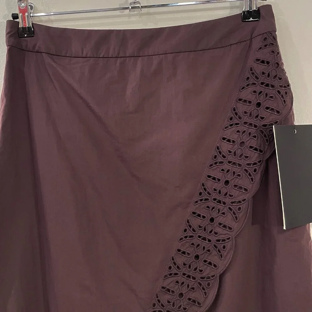 Last Call! New Tuckernuck Townes 100% Cotton Wrap Midi Skirt Brown 6 $228